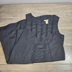 Sundance Sleeveless Eyelet Floral Black Dress Embroidered Boho Western LBD Sz 10